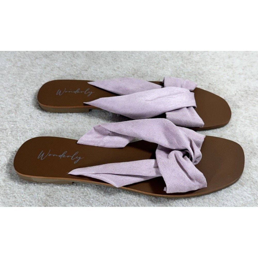 Wonderly Garland Twisted‎ Flat Sandals Cognac Brown Sole Shoes Slides